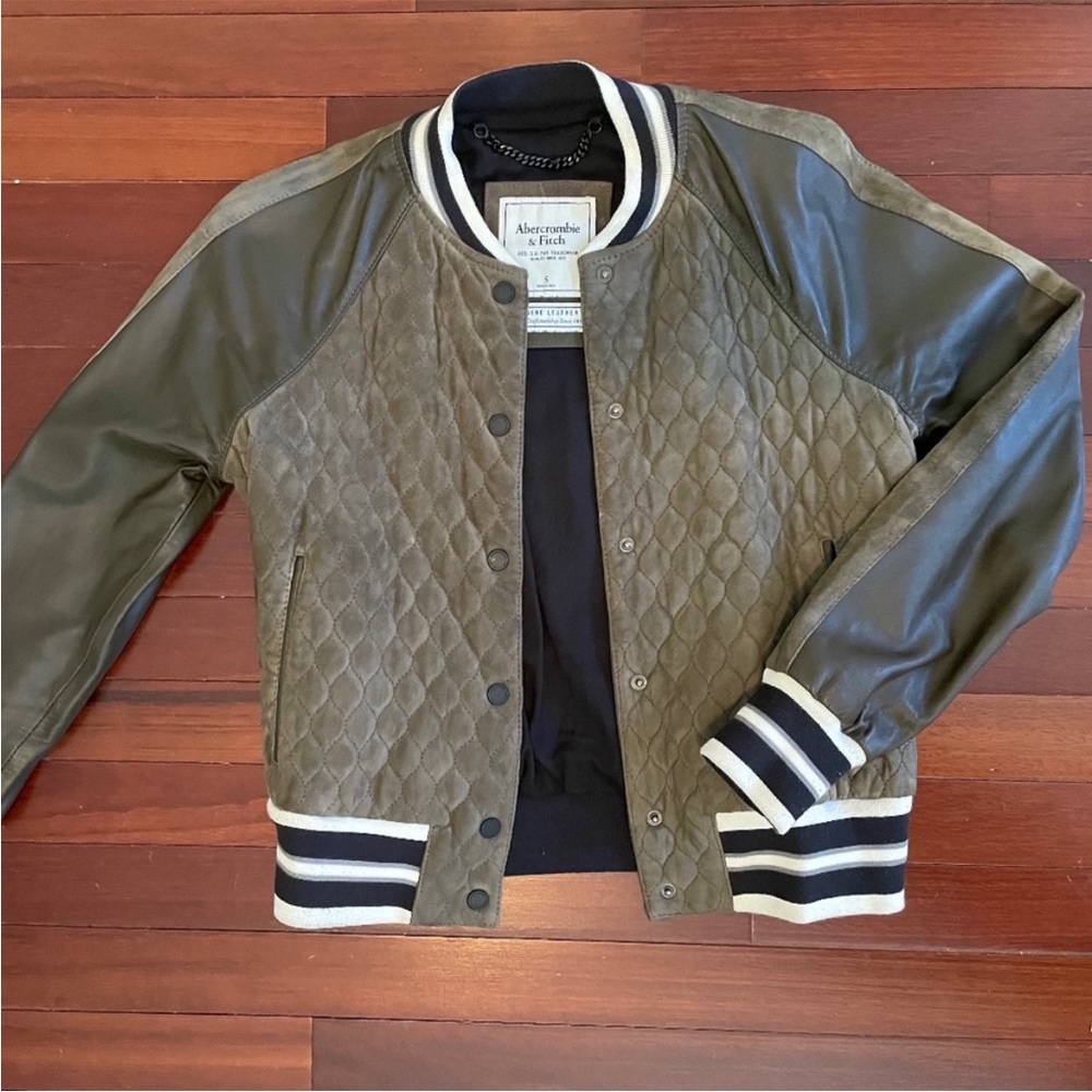 Abercrombie genuine leather and suede bomber jacket